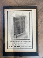 Italiaans Advertentie 1907 Ferrari Kachel Riscaldamento, Antiek en Kunst, Ophalen of Verzenden