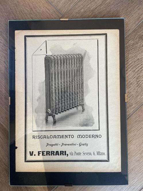 Italiaans Advertentie 1907 Ferrari Kachel Riscaldamento, Antiek en Kunst, Kunst | Etsen en Gravures, Ophalen of Verzenden
