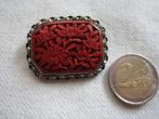 14.  Schitterende oude broche cinnabar, China, Sieraden, Tassen en Uiterlijk, Antieke sieraden, Ophalen