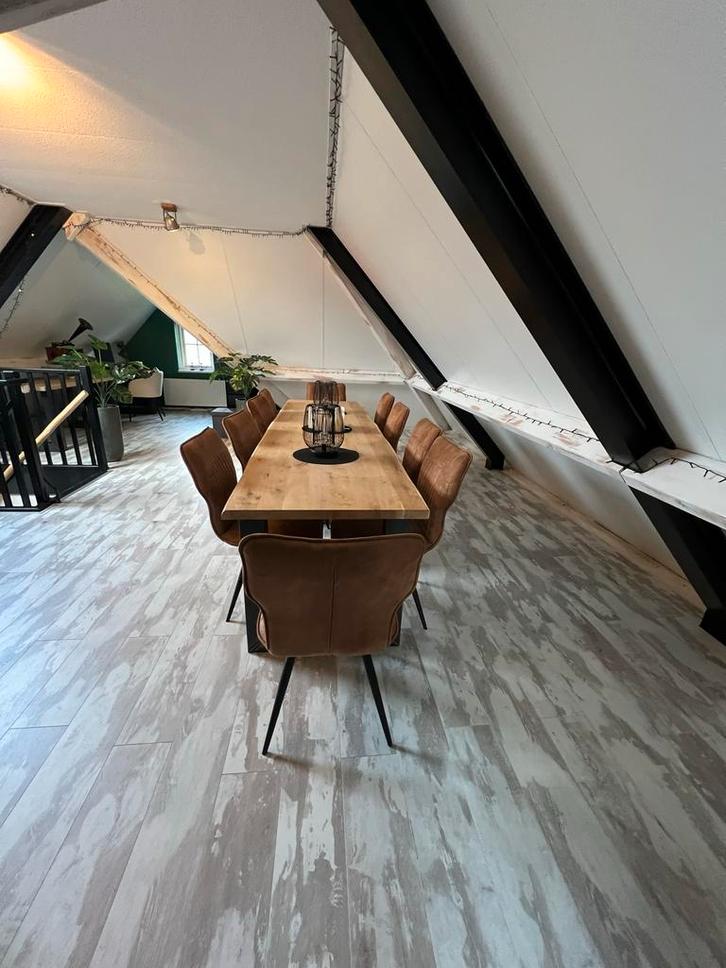 Massief Eiken Tafel/Bureau totaal 2 stuks, Huis en Inrichting, Tafels | Eettafels, Gebruikt, 50 tot 100 cm, 200 cm of meer, Vijf personen of meer