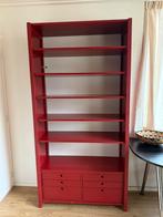 Bordeaux rode Lundia boekenkast met ladenblok, Huis en Inrichting, Kasten | Boekenkasten, Ophalen, Gebruikt, 100 tot 150 cm, 200 cm of meer