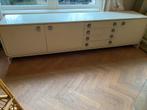Groot vintage low board/ dressoir van plywood, Huis en Inrichting, Kasten | Dressoirs, 200 cm of meer, Gebruikt, Ophalen of Verzenden