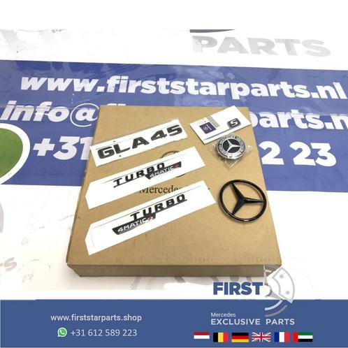H247 GLA45S AMG LOGO SET GLA 45 S ZWART EMBLEMEN SET Mercede, Auto-onderdelen, Carrosserie en Plaatwerk, Mercedes-Benz, Gebruikt