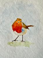 Aquarel roodborstje, Antiek en Kunst, Ophalen of Verzenden