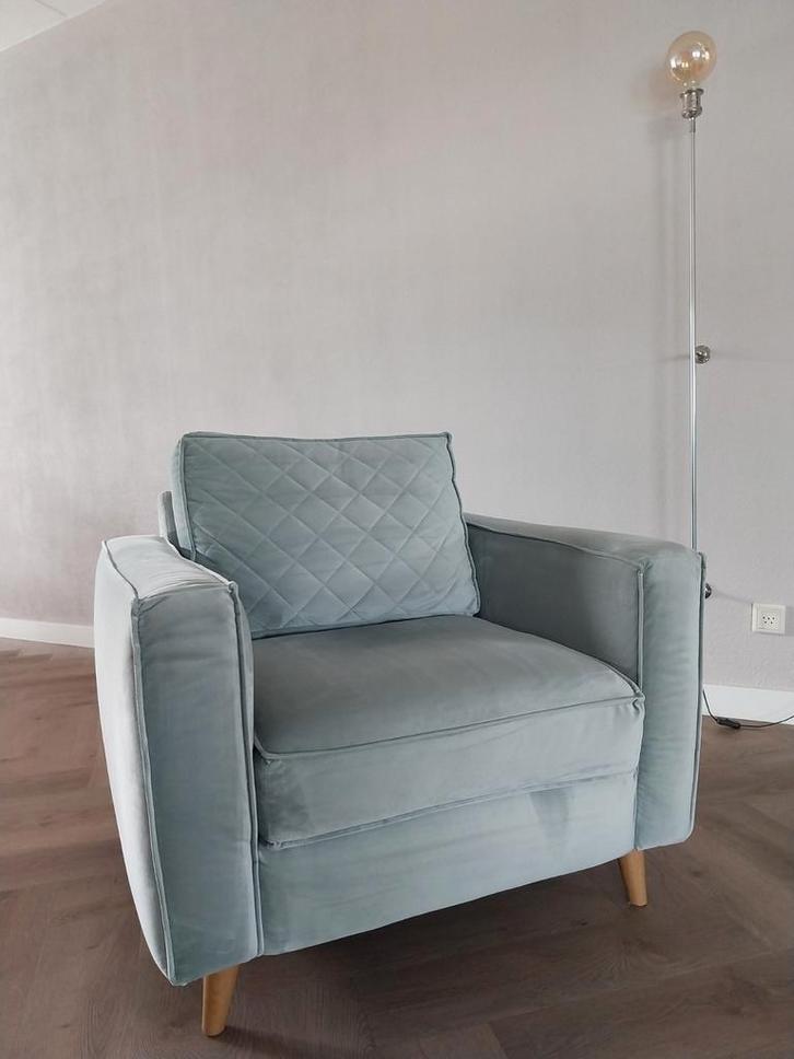 Riviera maison velvet fauteuil Jade groen, Huis en Inrichting, Fauteuils, Gebruikt, Stof, 75 tot 100 cm, 75 tot 100 cm, Ophalen