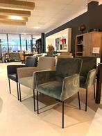 Stijlvol set eetkamerstoelen in blauwe stof en leder, Sommelsdijksehaven 19, Blauw, Info@vissermeubelen.nl, Nieuw