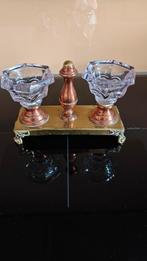 Antiek koperen peper en zout set met handvat, Antiek en Kunst, Antiek | Koper en Brons, Verzenden