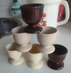 Retro jaren '70 kunststof beige & (licht) bruine eierdopjes, Verzamelen, Retro, Ophalen of Verzenden, Huis en Inrichting