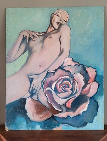 Prachtig Groot Naaktschilderij v. Kunstenaar Ton Beentjes beschikbaar voor biedingen