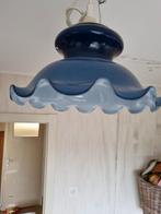 Vintage Blauwe Glazen Hanglamp, Huis en Inrichting, Lampen | Hanglampen, Gebruikt, Vintage, Ophalen of Verzenden, Glas