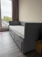 HEMNES Bedbank met 3 lades/2 matrassen, Ophalen, Tweepersoons, Zo goed als nieuw, 80 cm