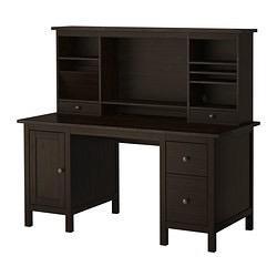IKEA Hemnes bureau zwart met opbouwdeel/opzetstuk/bovenstuk, Huis en Inrichting, Bureaus, Gebruikt, Bureau, Ophalen