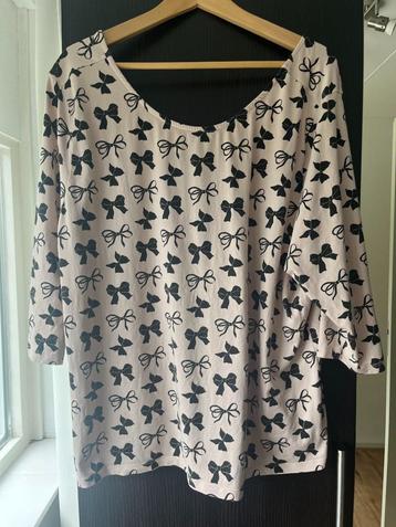 H&M shirt met 3/4 mouw roze en strik motief (maat 3XL) beschikbaar voor biedingen