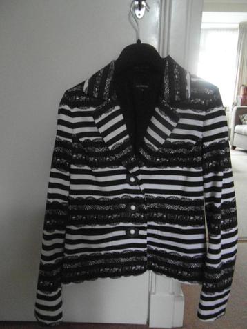 Caroline Biss blazer katoen zwart/wit mt 38 beschikbaar voor biedingen