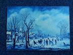Schilderij Winterlandschap op board 29x20.5, Antiek en Kunst, Kunst | Schilderijen | Klassiek, Ophalen of Verzenden