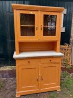 Oude brocante grenen buffetkast vitrinekast vitrine keukenka, 25 tot 50 cm, 100 tot 150 cm, 150 tot 200 cm, Gebruikt