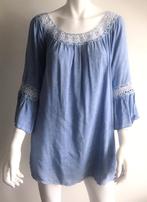 Blauwe blouse met kant van PESCARA maat 42 / 44, Verzenden, Zo goed als nieuw, Maat 42/44 (L), Blauw