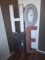 Grote decoratieve klok HOME - 120x60cm, Ophalen, Gebruikt, Analoog, Wandklok
