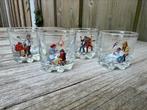 Vintage borrelglaasjes met retro cartoons- set van 4, Verzamelen, Glas en Borrelglaasjes, Ophalen of Verzenden, Zo goed als nieuw