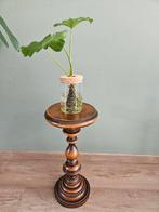 Vintage houten plantentafel / bijzettafel / zuil / pilaar, Ophalen of Verzenden, Gebruikt