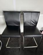 2 Zwarte leren barkrukken Bayan Piet Klerkx, Huis en Inrichting, Ophalen, 60 tot 90 cm, Leer, Zo goed als nieuw