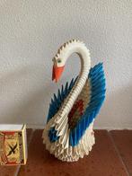 papiervouwkunst origami papieren kleine zwaan blauw oranje, Ophalen of Verzenden, Zo goed als nieuw, Dier