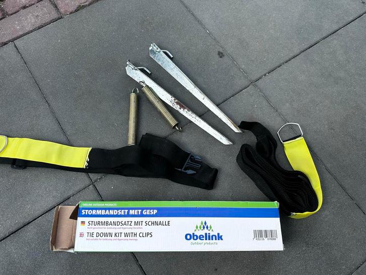 Obelink Stormbandset met Gesp en Haringen, Caravans en Kamperen, Kampeeraccessoires, Gebruikt, Ophalen of Verzenden