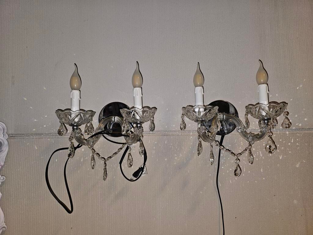 2x Maria Teresa kristal 2 lichts wand kroonluchter, Ophalen, ., ., .
