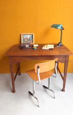 Vintage eiken bureau tafel, kleine brocante dinnertable, Ophalen, Gebruikt, Vintage, Nvt