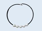 Zwarte ketting/ choker met parels ~ CP0601, Sieraden, Tassen en Uiterlijk, Kettingen, Ophalen of Verzenden, Zo goed als nieuw