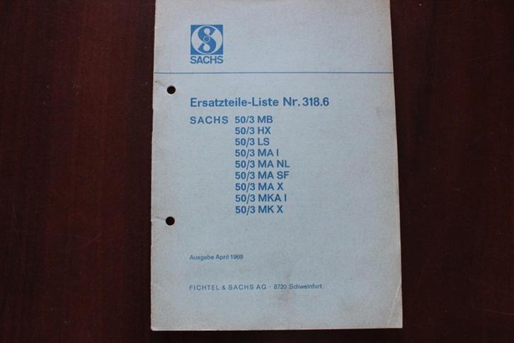 Sachs 50/3 MB HX MA MKA 1969 ersatzteile liste onderdelen, Fietsen en Brommers, Handleidingen en Instructieboekjes, Gebruikt, Ophalen of Verzenden