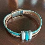 Armband van Kurk in Turquoise/Wit!, Verzenden, Zo goed als nieuw, Met bedels of kralen