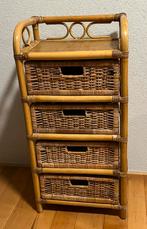 Vintage rotan ladekastje 4 lades, Huis en Inrichting, Kasten | Ladekasten, Zo goed als nieuw, 3 of 4 laden, Minder dan 100 cm