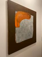 Abstract Schilderij Bruin/Oranje/Grijs 100x100cm, Antiek en Kunst, Ophalen