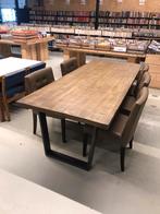 Industriële eettafel met stalen onderstel 100x280 cm, Huis en Inrichting, Tafels | Eettafels, Ophalen, X, 200 cm of meer, 50 tot 100 cm