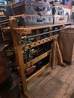 Unieke houten staande kapstok met messing haken 175 cm lang, Huis en Inrichting, Woonaccessoires | Kapstokken, Ophalen, Hout, Wandkapstok