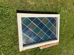 Glas in lood dubbel glas kozijn hardhout 0,78x 1,1m, Gevelraam of Ruit, Glas in lood, 80 tot 120 cm, 80 tot 120 cm
