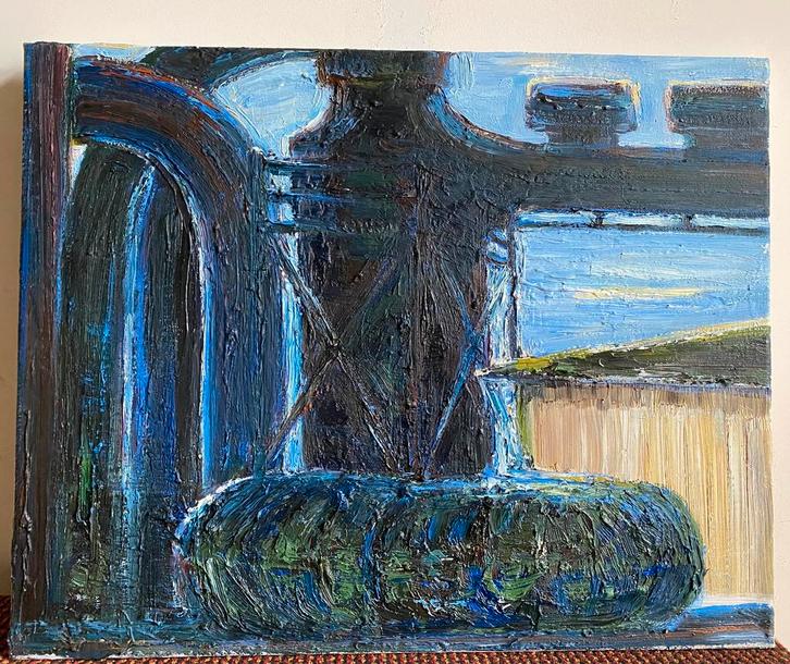 Harold Schouten - schilderij Hoogovens Fabriek Industrie, Antiek en Kunst, Kunst | Schilderijen | Modern, Ophalen of Verzenden