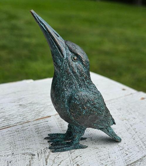 Bronzen IJSVOGEL / brons / 10 cm hoog, Tuin en Terras, Tuinbeelden, Nieuw, Dierenbeeld, Ophalen of Verzenden