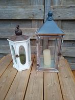 Twee houten lantaarns 10 euro, Tuin en Terras, Buitenverlichting, Ophalen, Zonne-energie, Gebruikt, Minder dan 50 watt