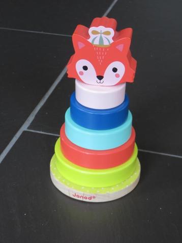 Houten stapeltoren vos, Janod, 7delig. Afmeting 10cm rond  beschikbaar voor biedingen