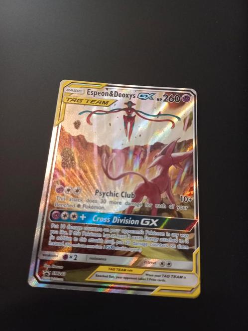 Espeon & deoxys gx, Hobby en Vrije tijd, Verzamelkaartspellen | Pokémon, Zo goed als nieuw, Losse kaart, Foil, Ophalen of Verzenden