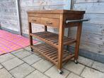 Keuken trolly / werkblad op wielen, Ophalen, 100 tot 150 cm, Zo goed als nieuw, 25 tot 50 cm