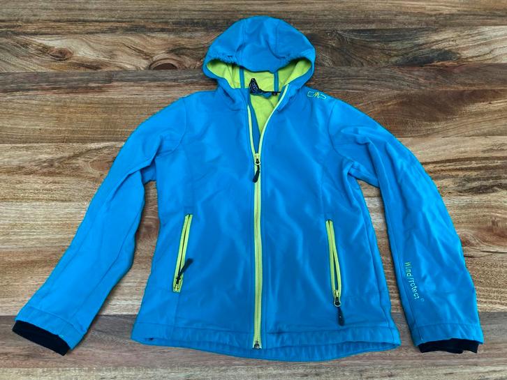 CMP Softshell Jas Maat 152 Turquoise/Limoen, Kinderen en Baby's, Kinderkleding | Maat 152, Gebruikt, Jongen of Meisje, Jas, Ophalen of Verzenden