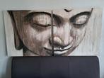 Te koop, Tweeluik Boeddha canvas, Ophalen, Zo goed als nieuw, Schilderij, 75 cm of meer