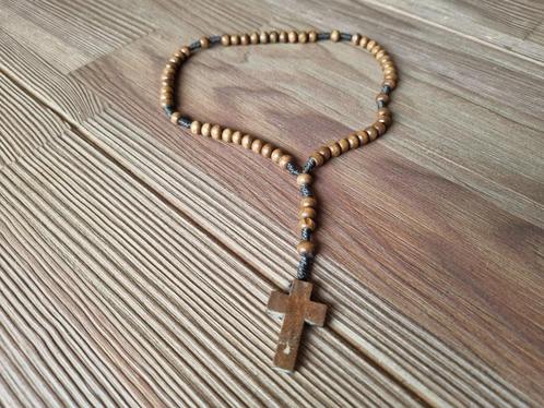 Mooie Vintage Houten Rozenkrans Kralen - Religie - Ketting, Sieraden, Tassen en Uiterlijk, Antieke sieraden, Ketting, Overige materialen