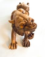 Vintage XXL handgesneden Sumatraanse teakhouten tijger ‘70, Verzamelen, Beelden en Beeldjes, Ophalen of Verzenden, Zo goed als nieuw