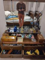 Antieke kaptafel met spiegel en 4 lades, Antiek, Minder dan 50 cm, Gebruikt, Ophalen of Verzenden