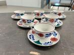6 Antieke boerenbont kop en schotels, Societe Ceramique, Ophalen of Verzenden