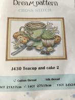 Borduurpakket compleet Theekopje met cake 27 x 19cm, Ophalen of Verzenden, Nieuw, Borduurpakket